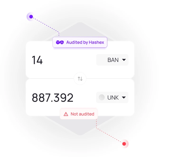 A token swap where the first token carries the label "Audited by HashEx".